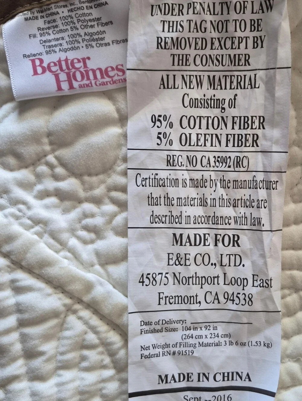 Better Homes & Gardens King Quilted Bedspread - Cream & Tan Neutral Bedding
